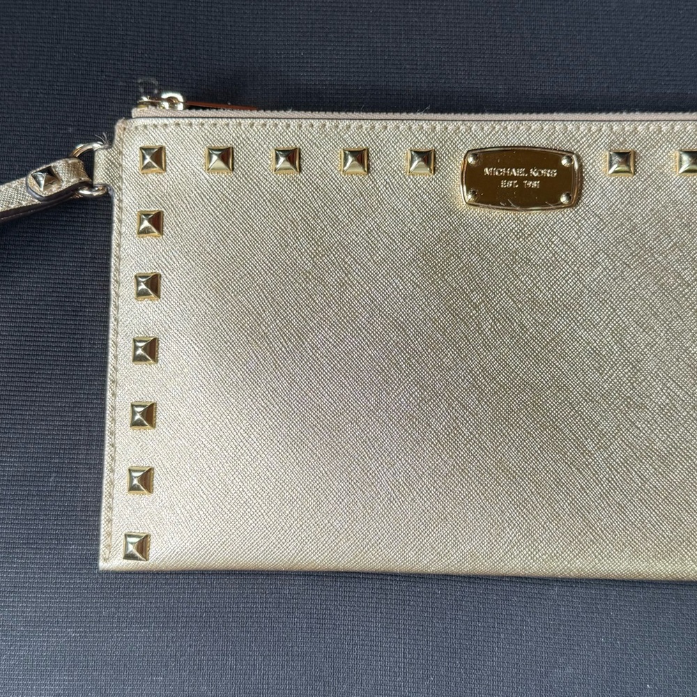 Michael Kors Gold Metallic Studded Wristlet